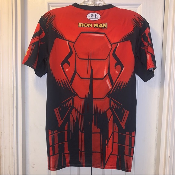 Under Armour Rare Marvel Iron-Man Stark Shirt Compression Red Mens Size Large - Picture 2 of 4